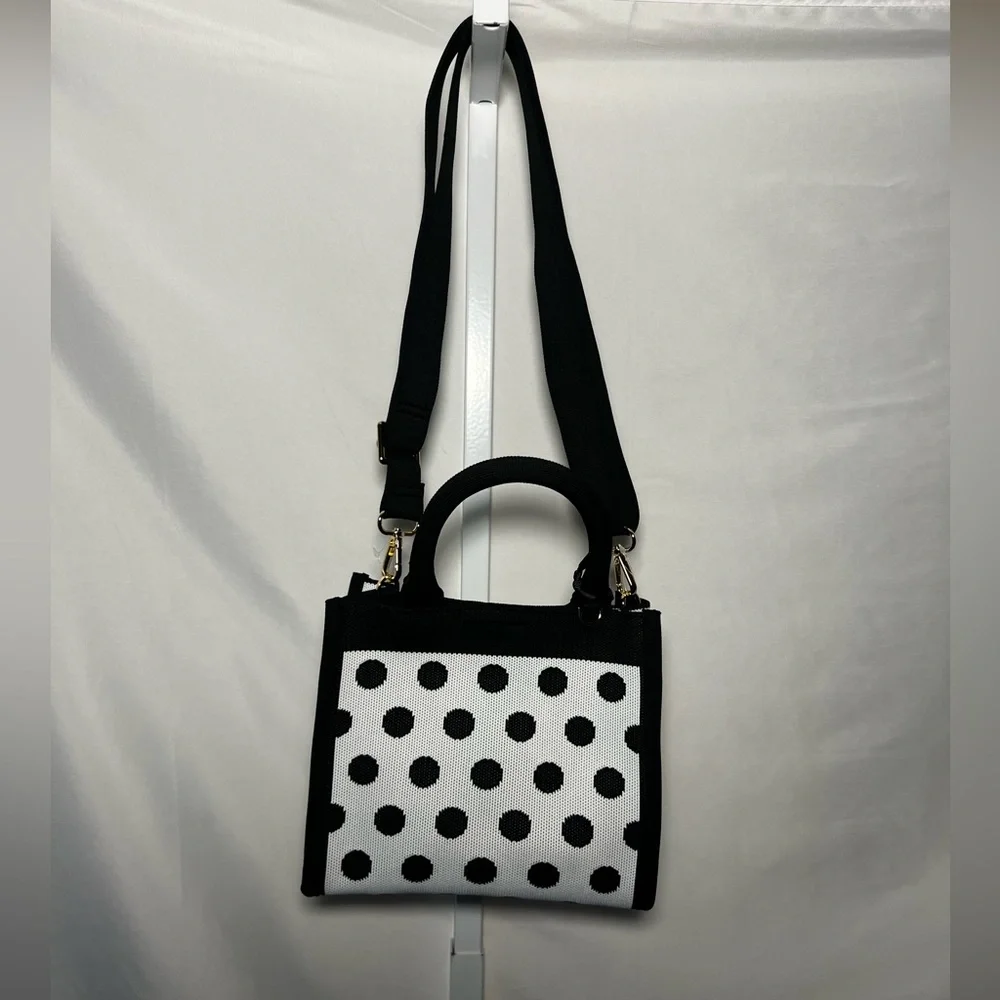 kate spade Black and White Polka Dot Canvas Crossbody Tote - Picture 6 of 10